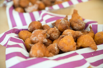 Plate of Fresh Homemade Fried Donuts top view