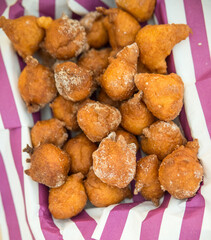 Plate of Fresh Homemade Fried Donuts  top view