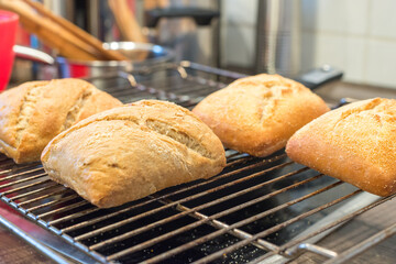 fresh baked rolls on the grid