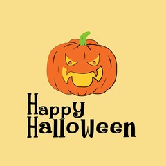 halloween pumpkin isolated on light orange background can be used to make cards