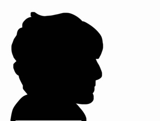Male side face silhouette black white background