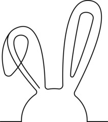Line Art Style with Rabbit. Bunny Minimalist Contour Illustration