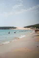 Photo sur Plexiglas Plage de Bolonia, Tarifa, Espagne Silueta de gente en dunas de bolonia en playas de cadiz