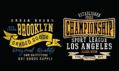 Brooklyn Champion Vintage varsity vector tee graphics and grunge artwork