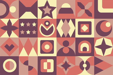 Retro Neo Geo Design Pattern with Vintage Color Theme. Design Graphic Abstract Geometric Shapes of Vector. Good for Element Template of Banner, Flyer, Brochure. Textile Texture Bed Sheet, Curtain, etc
