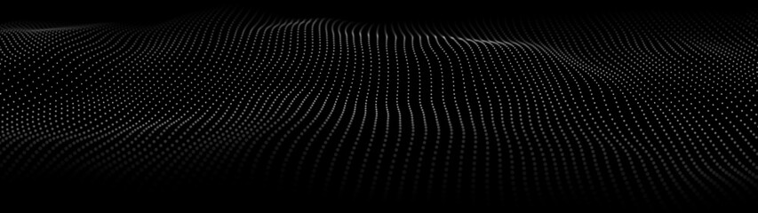 Abstract digital wave of particles. Network connection structure. Futuristic point wave. Large amount of data. Abstract background. Vector