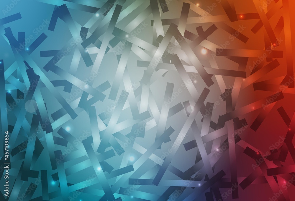Poster light blue, red vector template with repeated sticks.