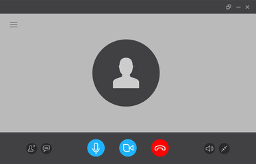 Virtual call video mockup icon. Videocall interface phone desktop conference screen template ui