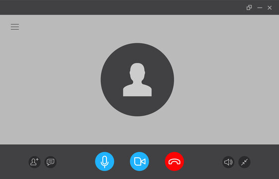 Virtual call video mockup icon. Videocall interface phone desktop conference screen template ui