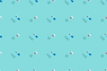 Medical vaccine bottles seamless pattern. Background on the theme of medicine, vaccination and human health.