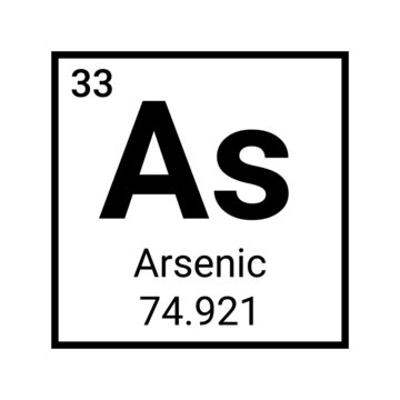 Arsenic periodic table element icon. Chemical symbol arsenic atom