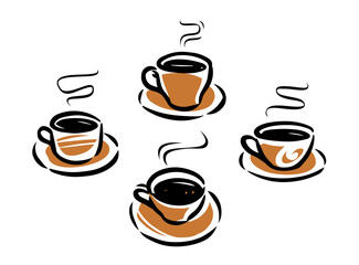 Cup of coffee icon set. Beverages concept for restaurant or cafe menu decoration