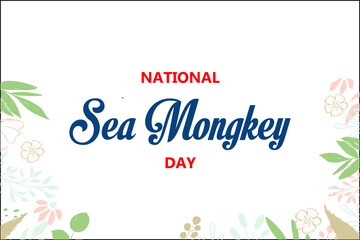 National Sea Mongkey Day. Holiday concept. Template for background, banner, card, poster with text inscription. Vector EPS10 illustration