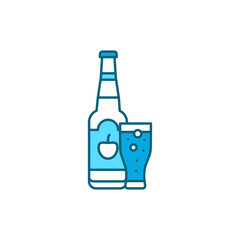 Cider bottle and glass color line icon. Alcoholic beverages.