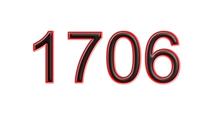 red 1706 number 3d effect white background