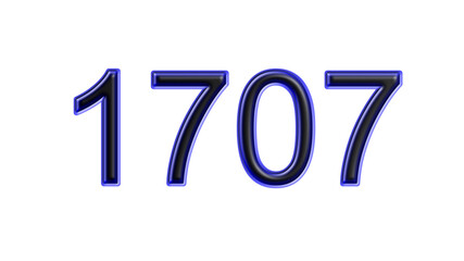 blue 1707 number 3d effect white background