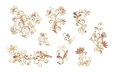 Vector decorative design Paisley, floral elements. - 457112232