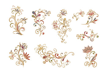 Vector decorative design Paisley, floral elements. - 457112265