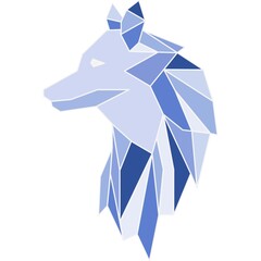 blue origami wolf