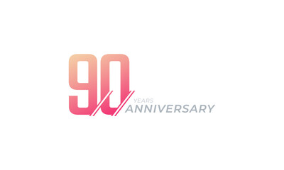 90 Year Anniversary Celebration Vector. Happy Anniversary Greeting Celebrates Template Design Illustration
