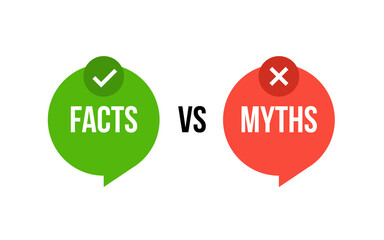 Myths vs fact check icon. Fake or true bubble concept rumor news vector logo background - obrazy, fototapety, plakaty