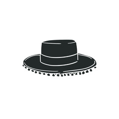 Cordoba Hat Icon Silhouette Illustration. Spanish Culture Vector Graphic Pictogram Symbol Clip Art. Doodle Sketch Black Sign.