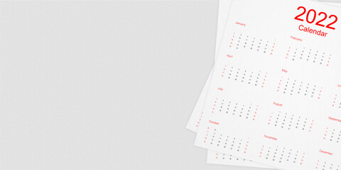 calendar for 2022 new design with papers effects use for office table, etc.