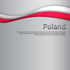Cover, banner in national colors of Poland. Abstract waving poland flag. Paper cut style. Patriotic cover, business booklet, flyer. National polish poster. Vector design