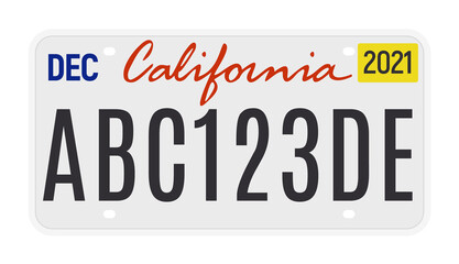 California license vector plate sign. American metal road California license plate symbol template - obrazy, fototapety, plakaty