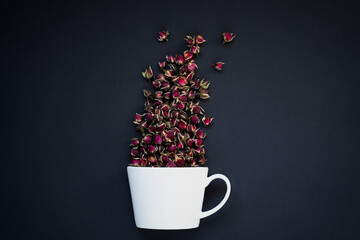 Blank white ceramic mug with rosebuds