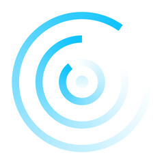 Radar abstract icon logo. Circle wave concentric line vector radar symbol