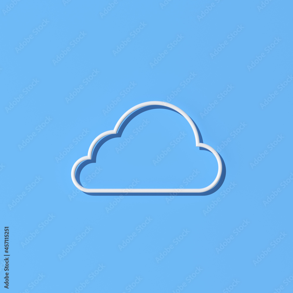 Poster Illustration of cloud computing concept design, Outline style. 3d rendering.