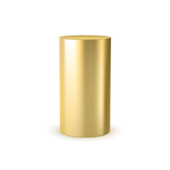 3d gold cylinder design scene stage template. Golden cylinder steel metal pipe