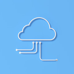 Illustration of cloud computing concept design, Outline style. 3d rendering.