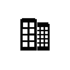 Office building sign icon in flat style. Apartment. Architecture business concept.