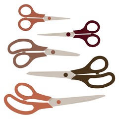 Set of scissors on white background.