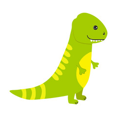 Illustration of cute cartoon dinosaur on white background. Can be used for children's room, sticker, t-shirt, mug and other design. Cute little dinosaur.