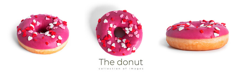 The donut is isolated on a white background. Doughnut isolated.