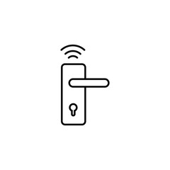 Wireless door lock icon, smart lock system.