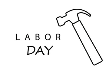 Labor Day doodle art design hammer line hand