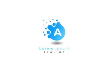 Letter A blue colour creative bubble modern business logo