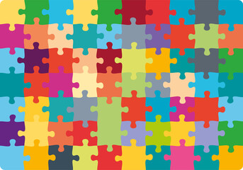Jigsaw Puzzle 10x7 square colorful piece template. Jigsaw puzzle grid vector stroke scheme