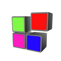 Illustration of 3d color box. 