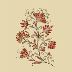 Bouquet of fantastic flowers. Background in ethnic traditional style. - 457118476