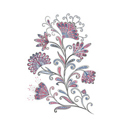 Bouquet of fantastic flowers. Background in ethnic traditional style. - 457118487