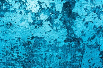 Old blue wall in spots, cracks, stains. Painted concrete wall in abstract grunge style loft. Vintage wall background texture for backgrounds, portraits, posters.