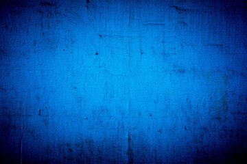 Old blue wall in spots, cracks, stains. Painted concrete wall in abstract grunge style loft. Vintage wall background texture for backgrounds, portraits, posters.