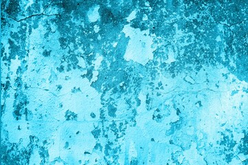 Old blue wall in spots, cracks, stains. Painted concrete wall in abstract grunge style loft. Vintage wall background texture for backgrounds, portraits, posters.