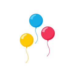 Vector flat balloon birthday icon illustration party design. Balloon cartoon bunch background