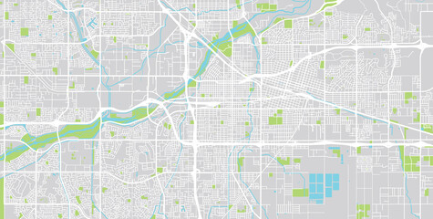 Obraz premium Urban vector city map of Bakersfield, California , United States of America